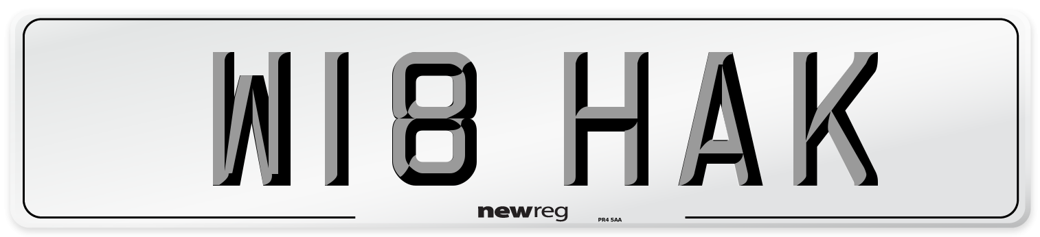 W18 HAK Number Plate from New Reg